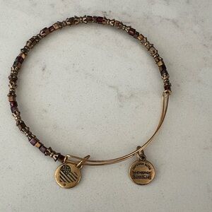 Alex and Ani Gold and Burgundy Beaded Expandable Bracelet with Charms